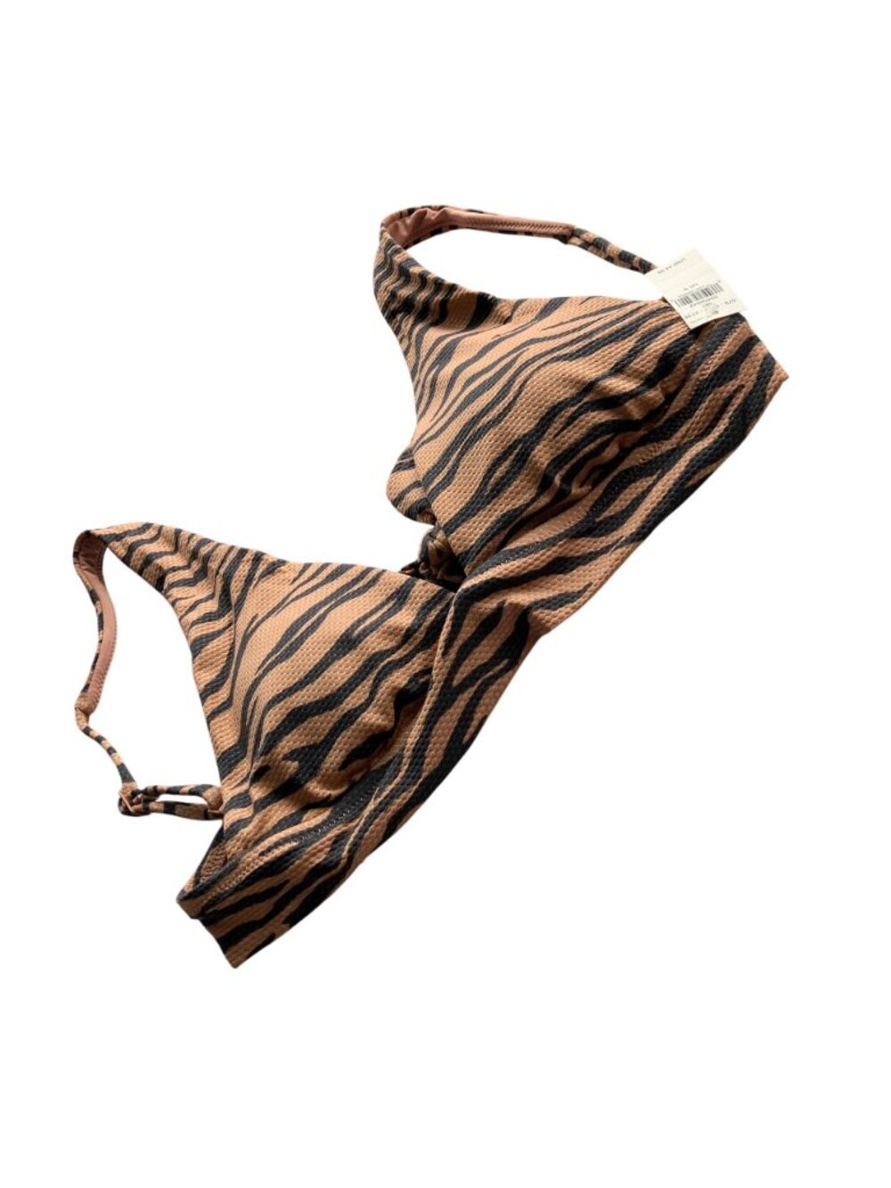 Aerie size S M Tiger Pique longline triangle tie back bikini top NWT